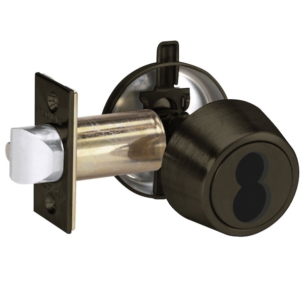 Schlage Grade 2 Single Cylinder Deadlatch, Schlage FSIC Less Core, 2-3/8-in Backset, Flat Black Coated Fnsh B250J 622 - main